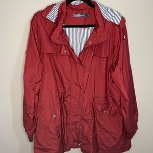 Bloggerlove Women's Raincoat, red and black. Size 2XL